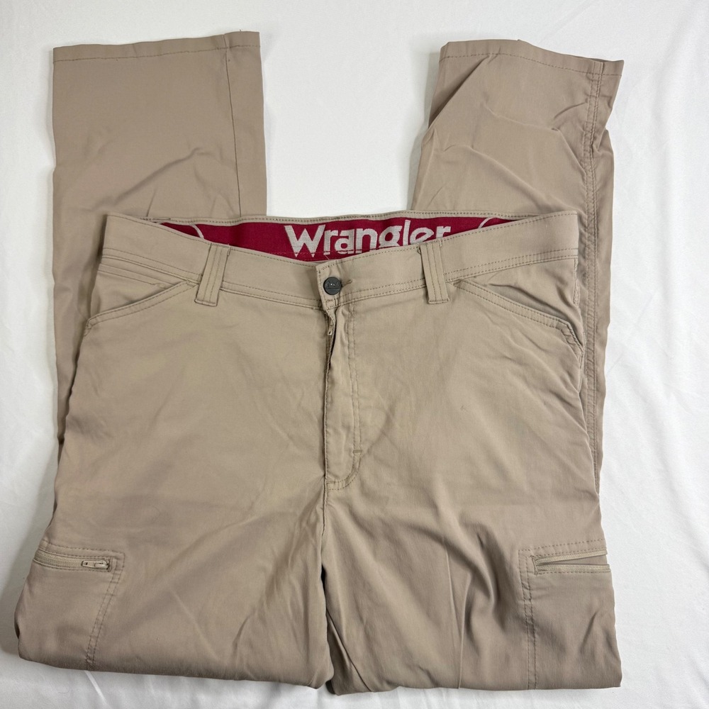 Wrangler ATG All Terrain Gear Mens Khaki Straight Leg Utility Cargo Pants 37W